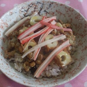 納豆の食べ方-ちくわ＆カニカマ♪